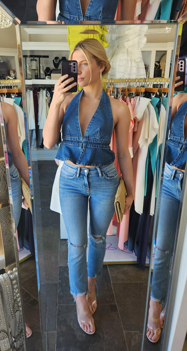 Peplum Halter Top