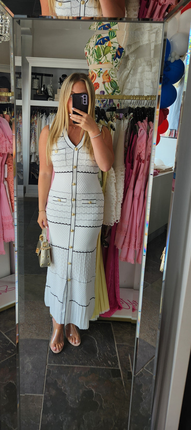 Cyrus Nautical Knit Midi Dress