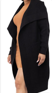 Draped Layered Collar Duster