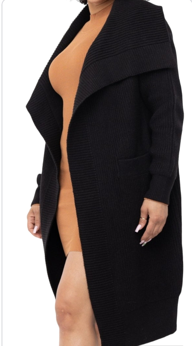 Draped Layered Collar Duster