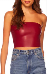 SoMo Faux Leather Tube Top