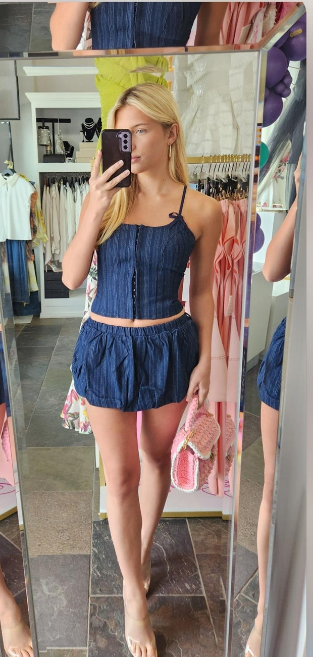 Indigo 2pc Skirt Set