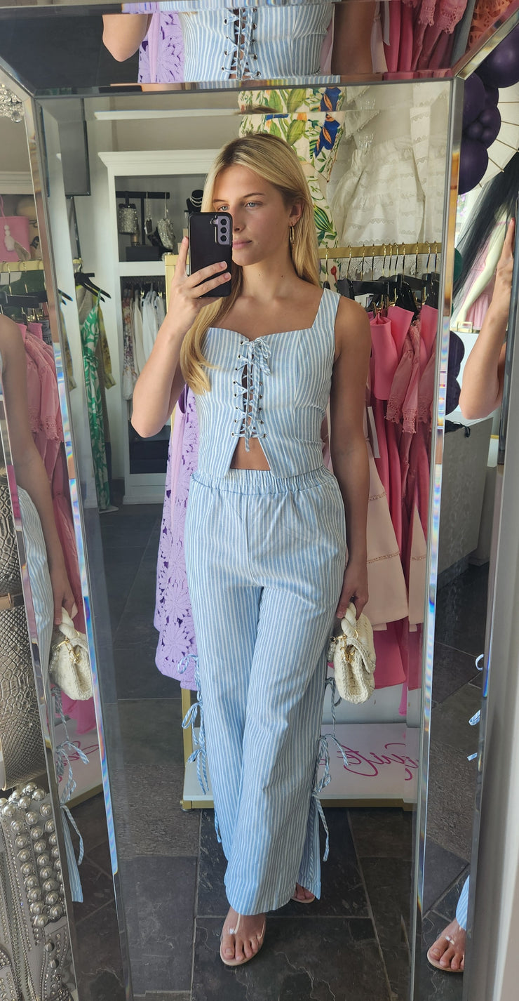 Candy Denim Stripped Corset Set