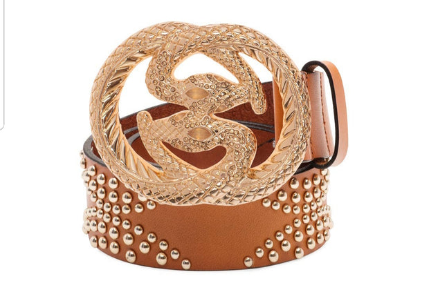 Studded Snake Leather Belt