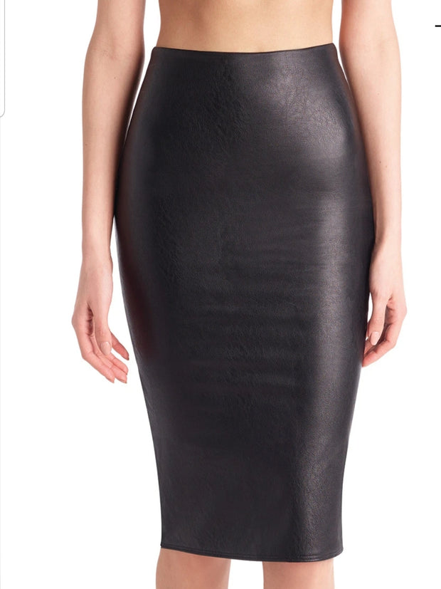 Commando Midi Vegan Leather Skirt
